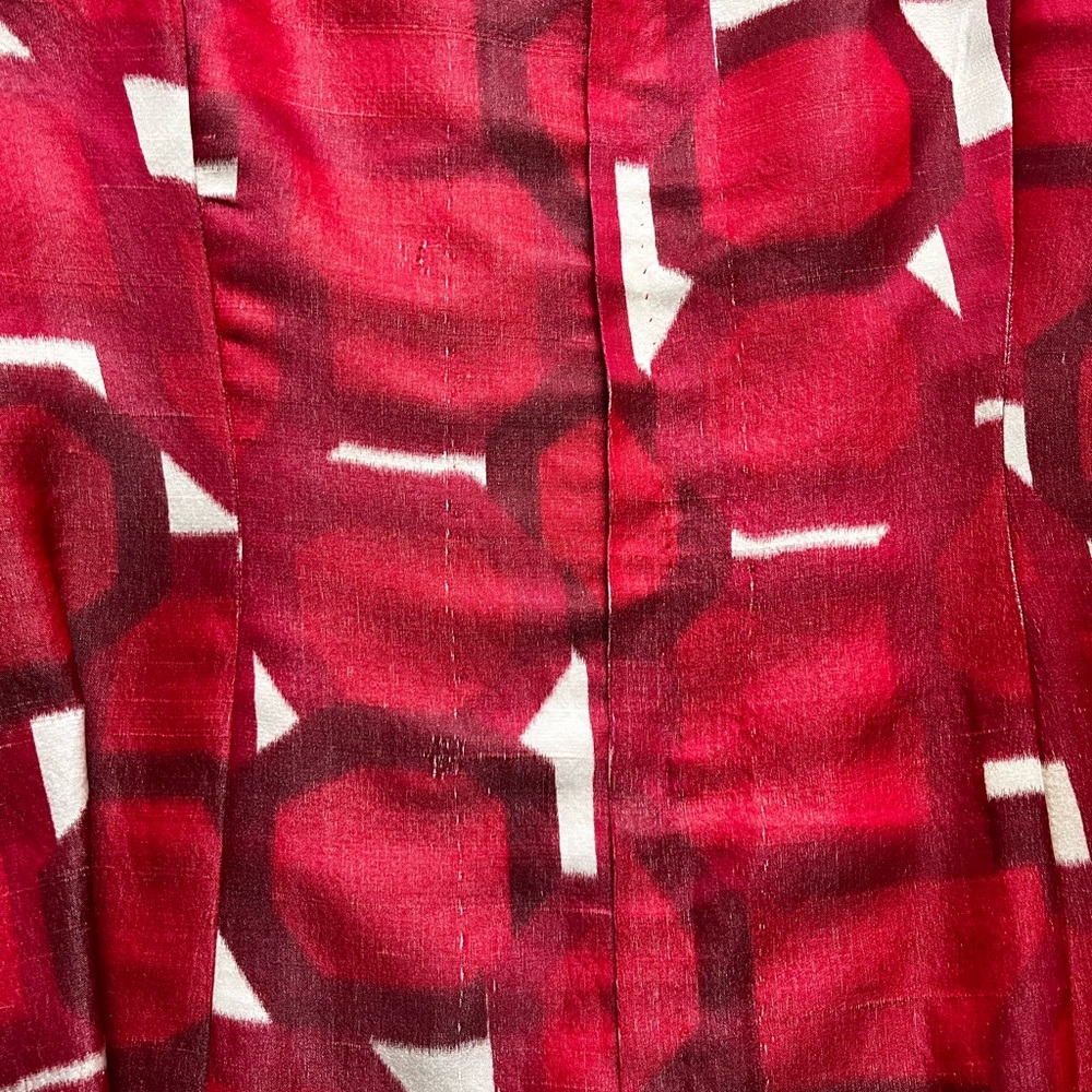 Vintage Red Geometric Pattern Dress - Picture 3 of 3